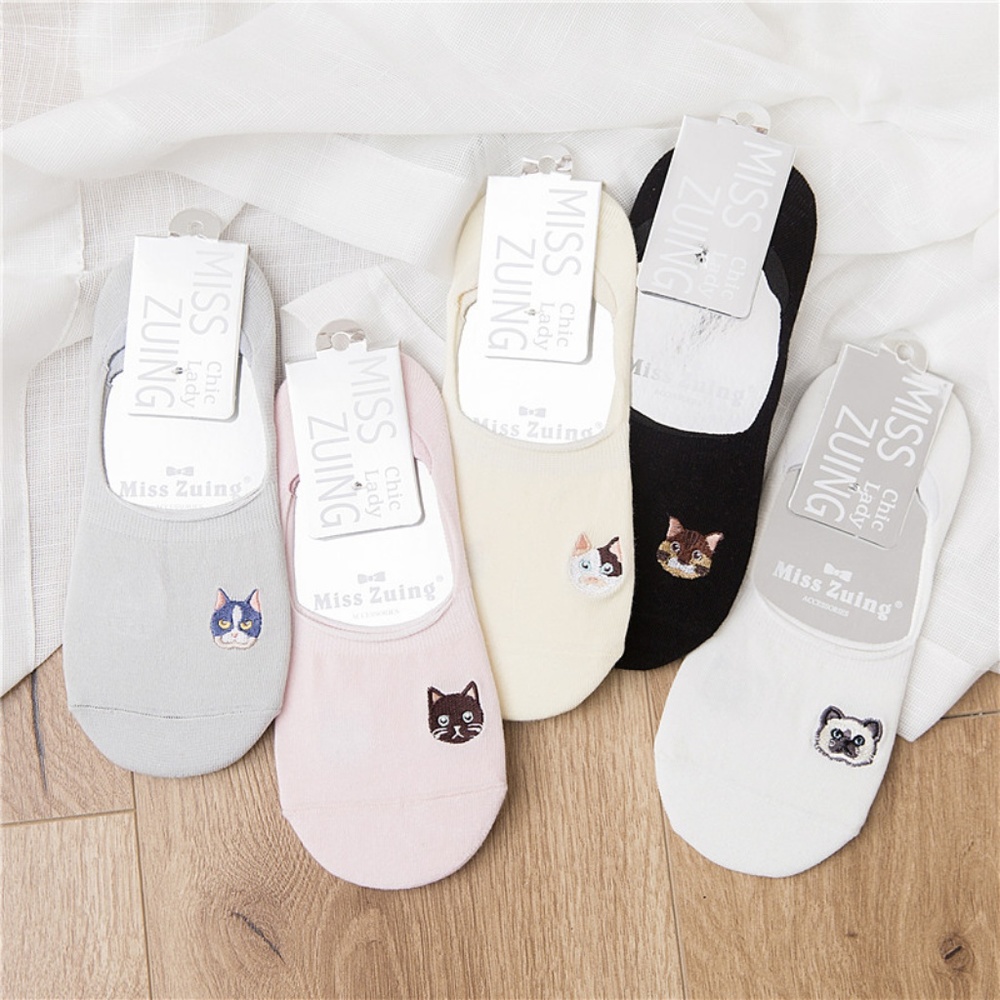 5 Pairs Womens Low Cut Cat Print Animal socks - Picture 2 of 8